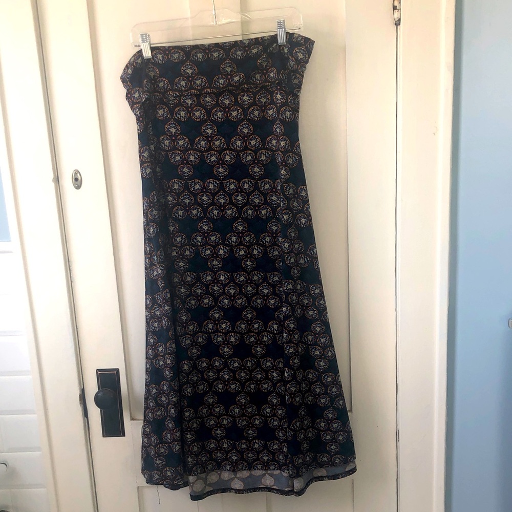 LuLaRoe Xl Black and Blue Maxi Skirt